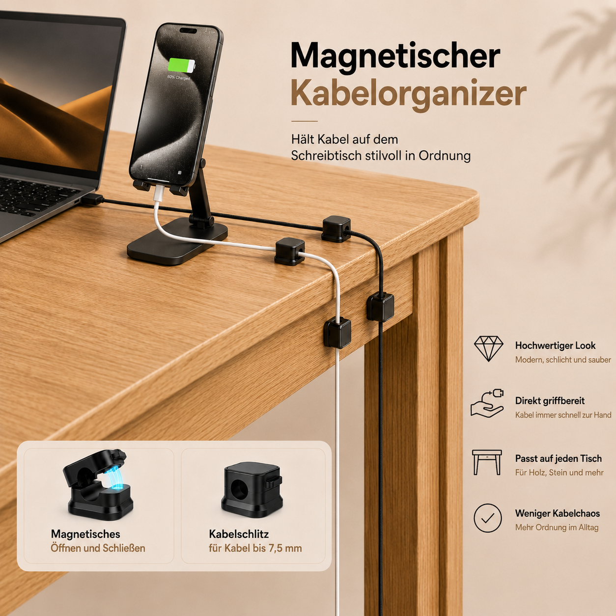 12er Set Magnetische Kabelhalter